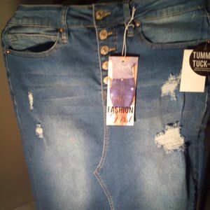 Hi- rise jean skirt